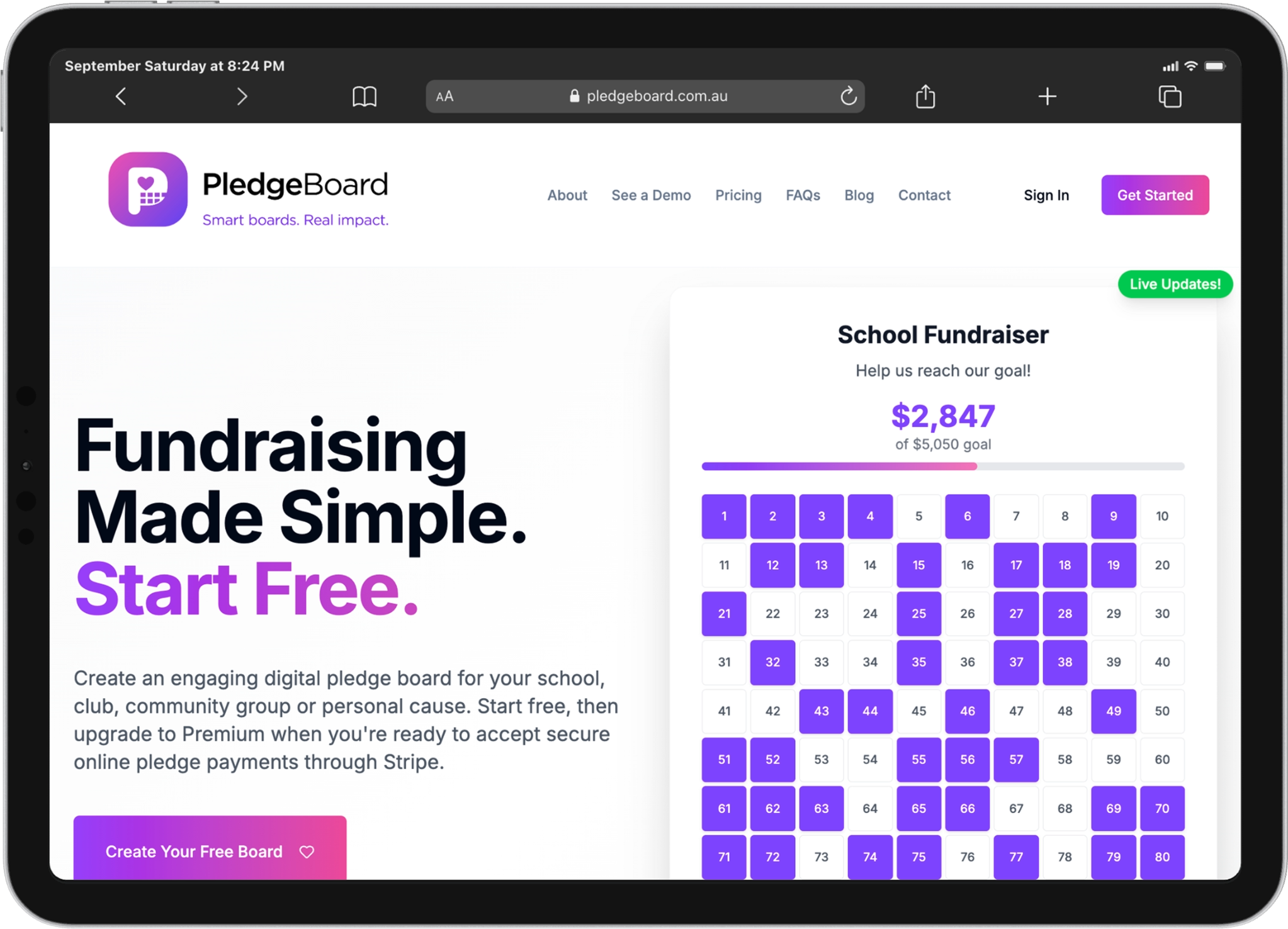 PledgeBoard | Digital Fundraising Board Web App